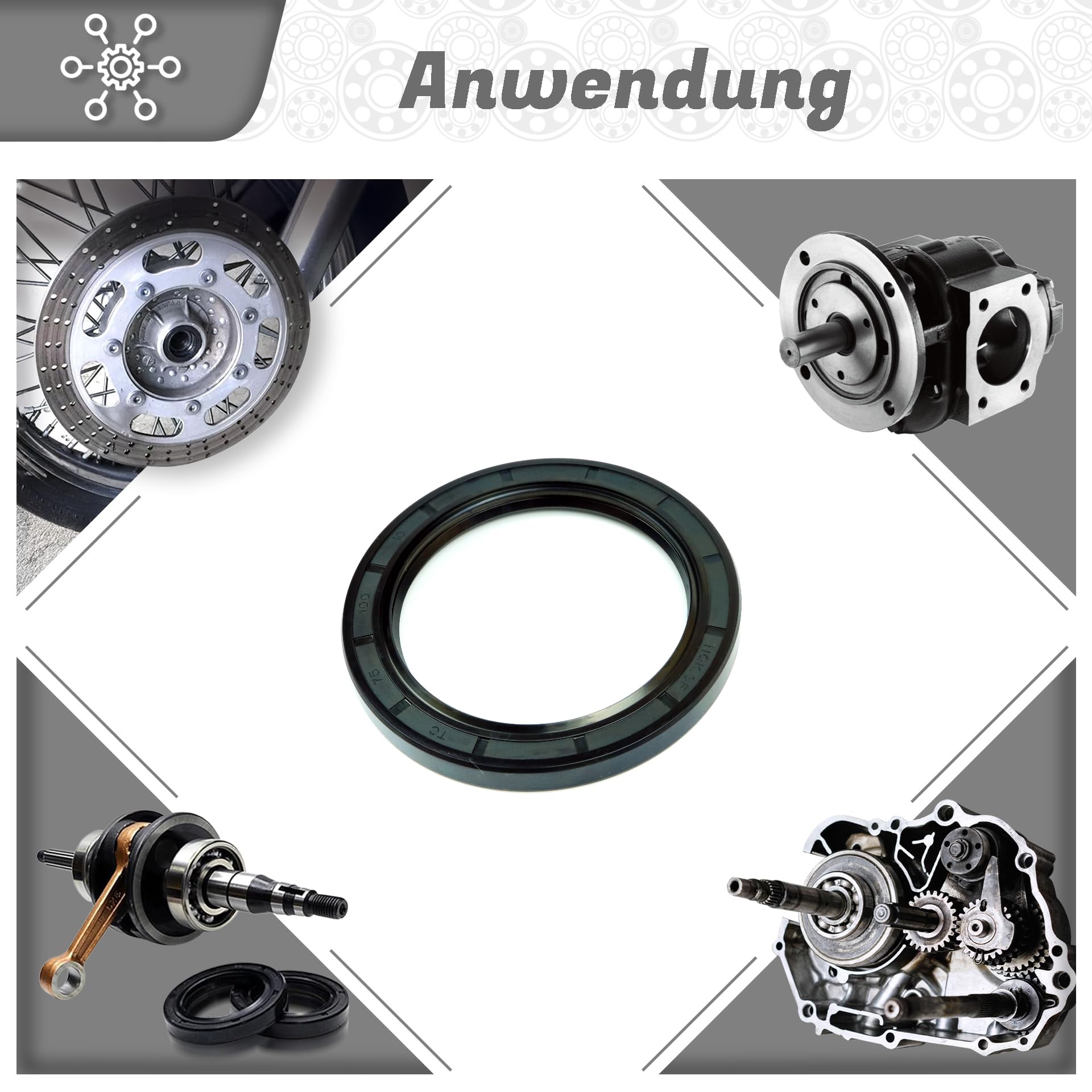 2x Wellendichtring Simmerring 75x100x10 WAS – Mit Staublippe, Für Traktoren & Co.