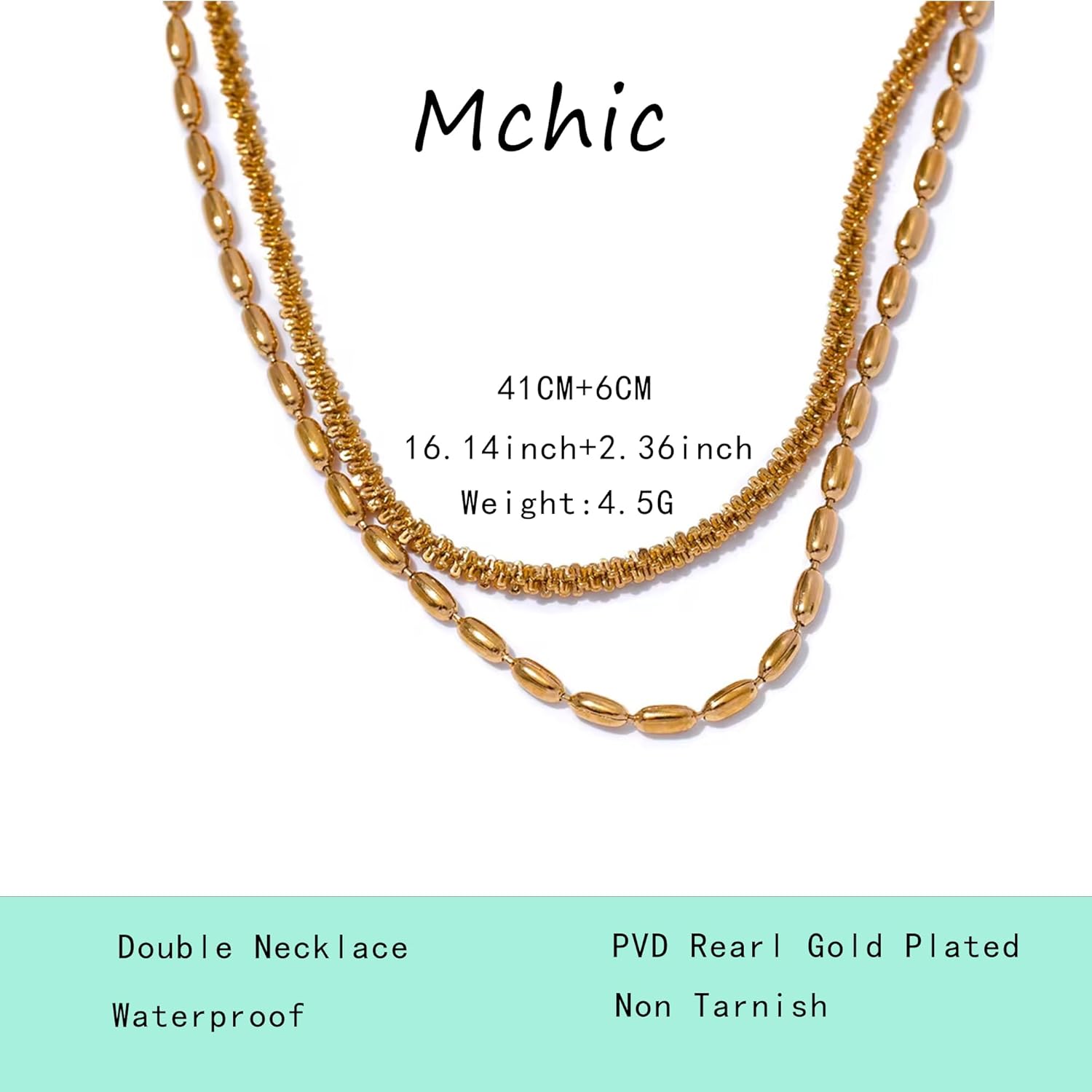 Mchic Gold Pearl Necklaces for Women Trendy: Dainty Layered Necklace 18K Real Gold Plated Waterproof Non Tarnish Chain Choker Stack Simple Necklaces Jewelry Gift for Women - Image 6
