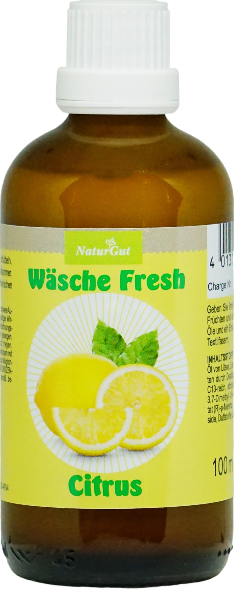 NaturGut Wäsche Fresh Citrus 3er Sparset (3 × 100 ml) – Waschparfüm mit 100% ätherischen Ölen – Frischer Zitrusduft aus Orange, Zitrone & Litsea Cubeba – Wäscheduft für Waschmaschine – Vegan