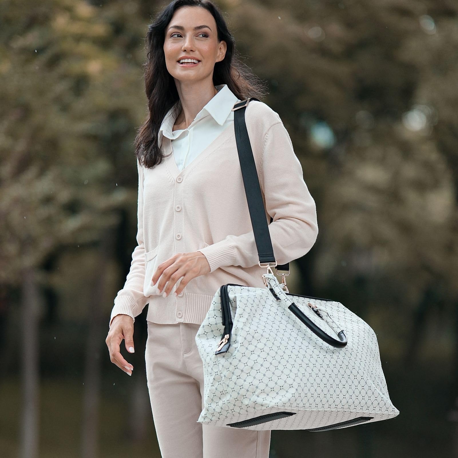 Sunveno Borsa per pannolini da viaggio, borsa per pannolini regolabile, borsa per passeggino, organizer per bambini, grande capacità, borsa per pannolini per maternità