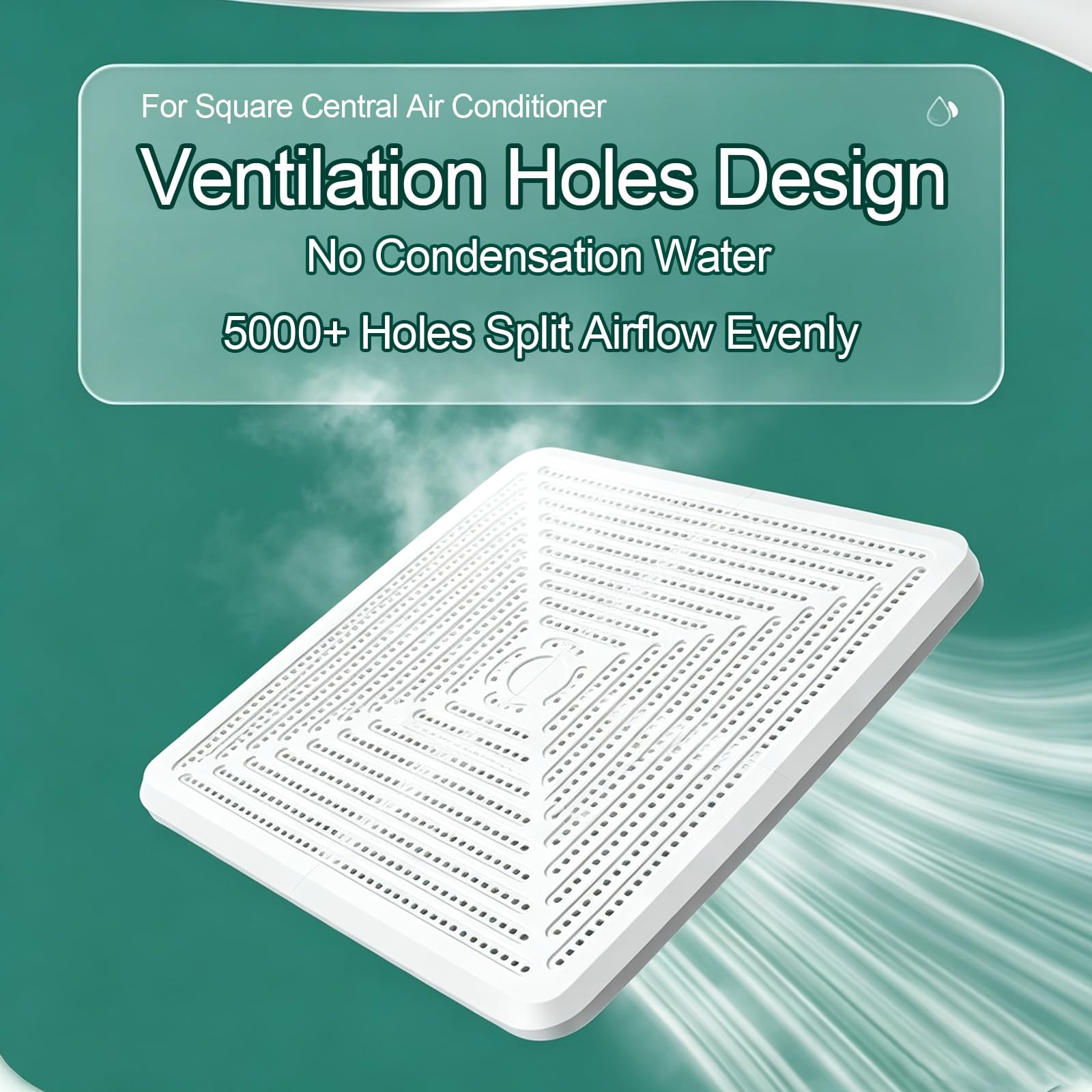 Deflettore Climatizzatore Soffitto, PP Spesso, Direzione Aria 270° | Guida Bocchetta AC Da Soffitto, 5000+ Fori Ventilati, Installazione Sospesa Per Uscite Quadrate(65cm/25.6in)