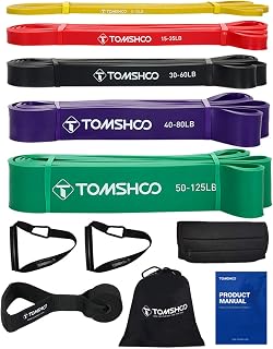 TOMSHOO Resistance Bands, Latex Skin-Friendly Pull Up Assist Bands Set for Crossfit, Stretching, Powerlifting, Gym, Home, Yoga, Strength Training, Pilates, Workout Bands for Women and Men