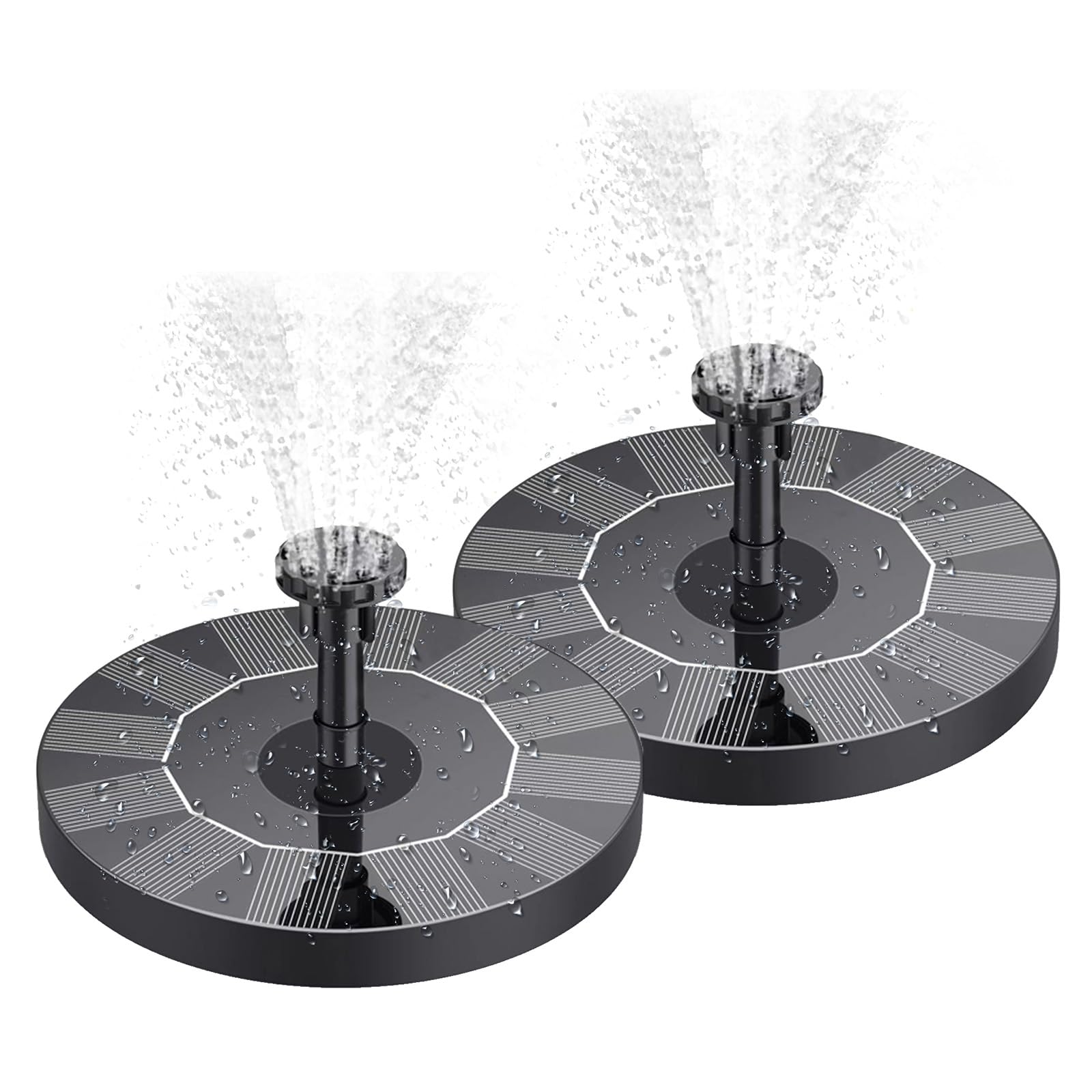 Morelian 2pcs 1W Solar Fountain Pump with 6 Nozzles Free Standing Water Pump Floating Fountain for Bird Bath Aquarium Pool Fish Tank Garden Samll Pond