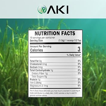 AKI E18 Grade Blue Spirulina Powder Pack Ultra Concentrated Phycocyanin Superfood Deep Blue, Vegan & Non-GMO Ideal for Smoothies, Ice Cream, Yogurt or Pastries 1 oz/ 28.35g