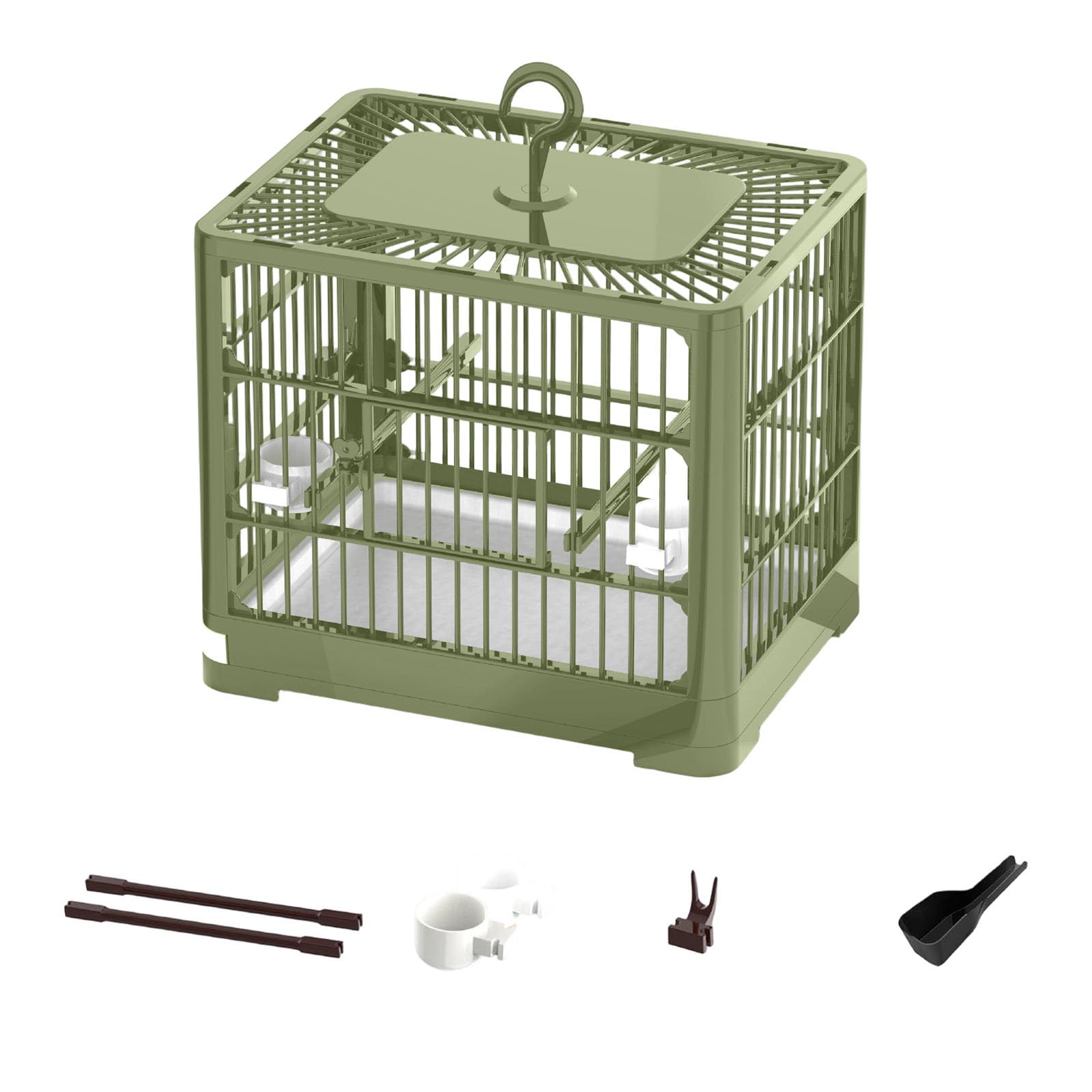 Cage à oiseaux de voyage portative taille C avec perche et mangeoire amovible