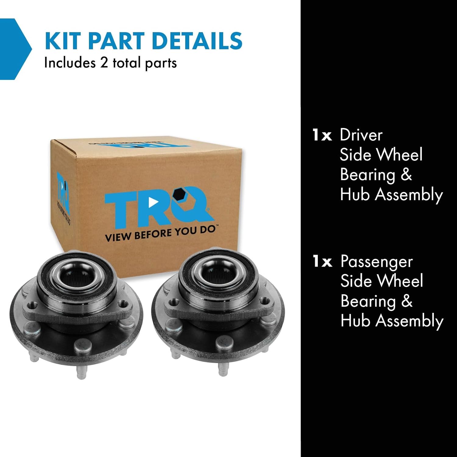 TRQ Left and Right Wheel Bearing and Hub Assembly Set 2 Piece Compatible with 2008-2017 Buick Enclave 2009-2017 Chevrolet Traverse 2007-2016 GMC Acadia 2017 Acadia Limited 2007-2010 Saturn Outlook