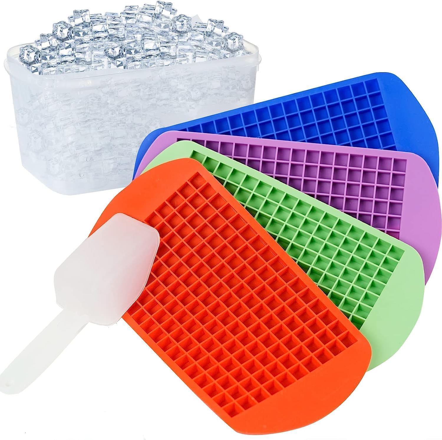 Silicone Mini Ice Cube Trays 3 Pack,160 Crushed Ice Cube Molds Easy Release Small Ice Cube for Cooling Whisky Cocktail, Kitchen Gadgets Stackable Ice Trays, Special Accessories Tool for