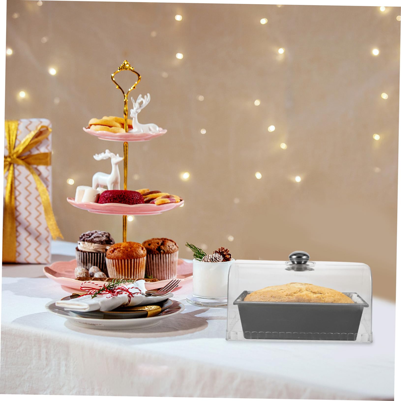 ABOOFAN 3 Pz Copri Vassoio Trasparente Cupola Per Torta Rettangolare Copertura Cupola Da Dessert Copri Scaldavivande Copertura Di Protezione Per Dessert Cibo Cloche Cupola Acrilico Coffee