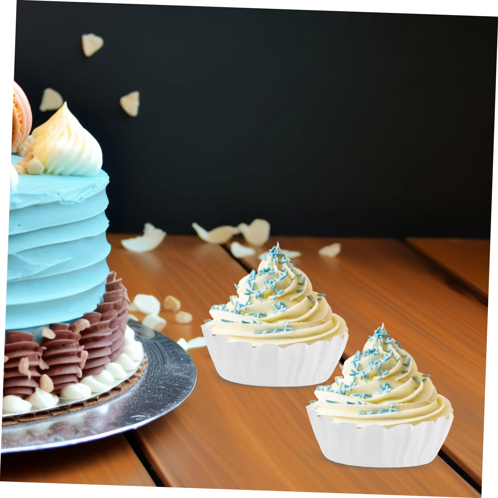 MAGICLULU 5 Sätze Baskisches Ölpapier Muffinförmchen Aus Pergamentpapier Cupcake-papiere Tulpen-muffinförmchen Backförmchen Aus Papier Große Muffinförmchen Silikonpapier Weiß 50 Stück * 5