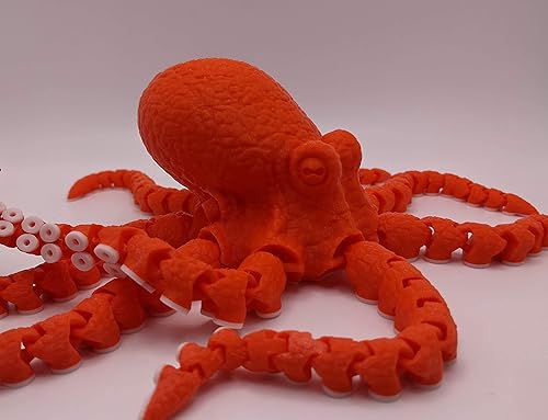 Miniatura 4 de 3D Printed Octopus - Customizable, Made to Order Articulated Animal Model (Small, Purple with Lime Green Tentacles)