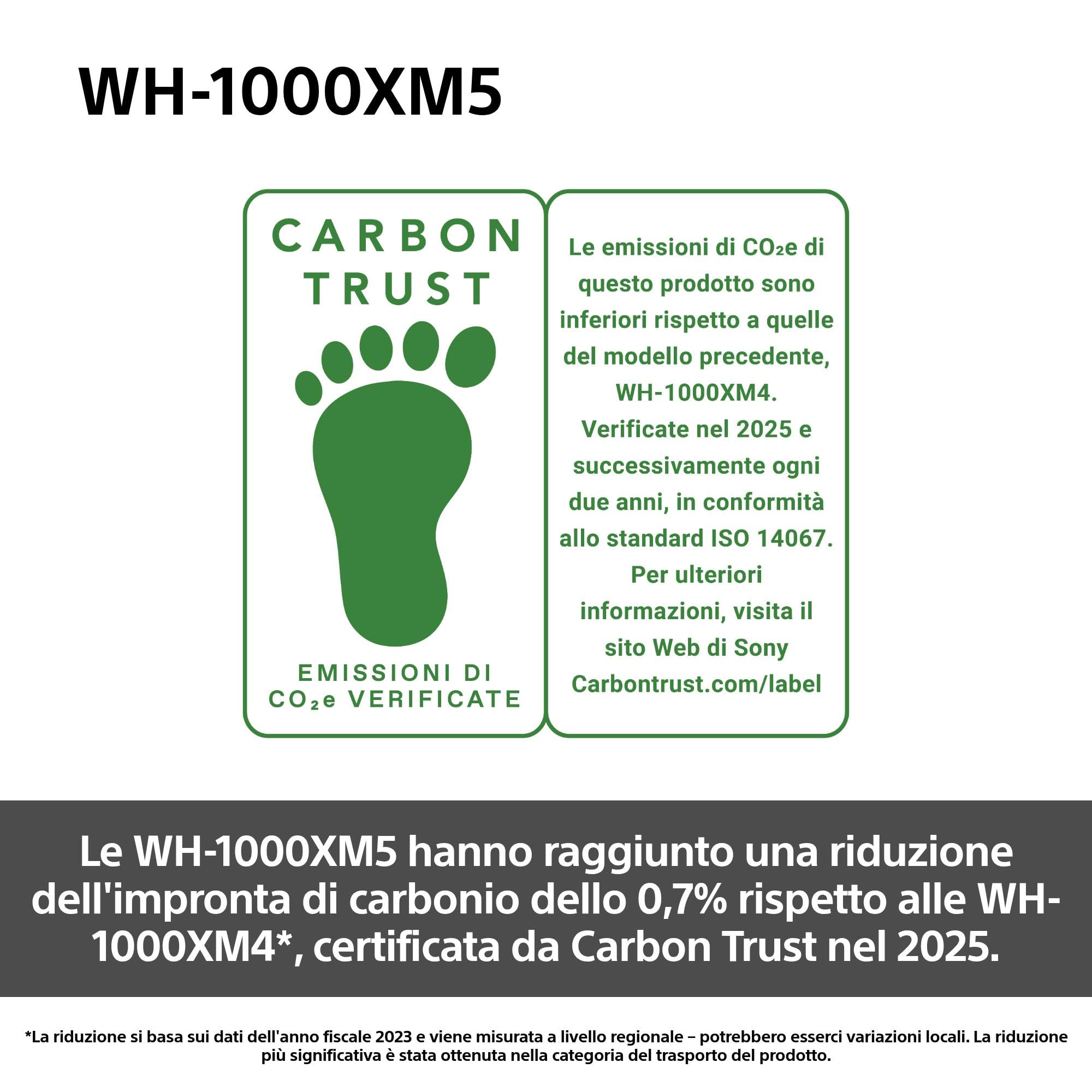 Sony WH-1000XM5 Custodia Rigida |Cuffie Wireless Over-Ear, Noise Cancelling di Nuova Generazione con Spatial Audio, Fino a 30 Ore di Batteria, Bluetooth, Black