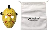 Vista 3 de Jason - Máscara para disfraz de Halloween, fiesta de máscaras, cosplay, máscara de hockey de terror, color amarillo