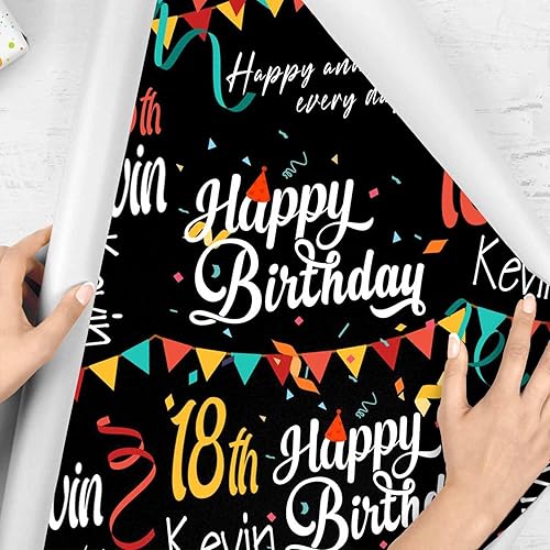 Miniatura 4 de Papel de regalo de cumpleaños personalizado, envoltura de regalo de feliz cumpleaños con nombre de la edad de la foto, rollo de papel de regalo de