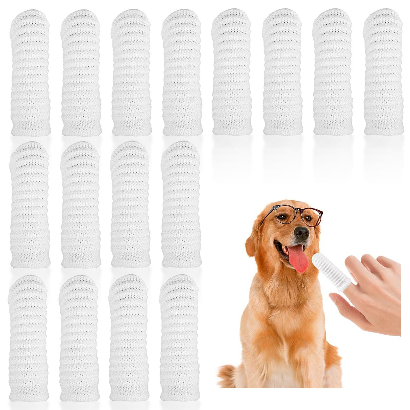 Cepillo Dientes Perro Dedo,16 PCS Cepillo de Dientes para Perros Cepillo de Dientes de Fibra Apto para Mascotas para Cuidado de los Dientes de Perro Limpia Eficazmente la Placa Dental