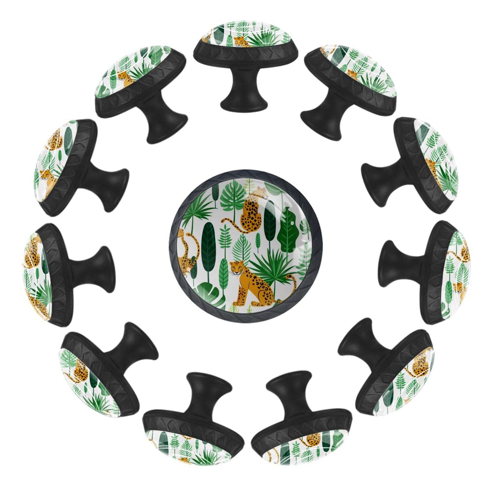 Boutons de tiroir ronds léopard 35 mm lot de 12 poignées meuble commode chambre et crèche
