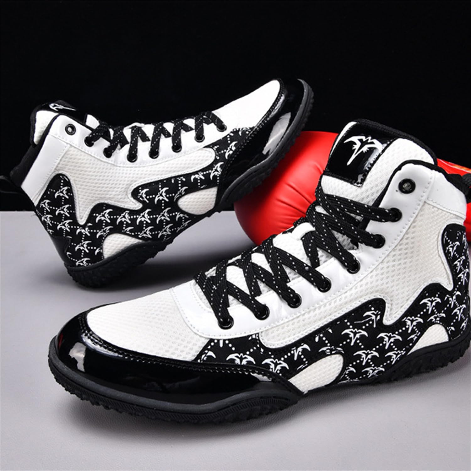 Stivali da Wrestling E Boxe, Scarpe da Combattimento Alte per Allenamento Uomo Donna Kickboxing E Sparring,Bianca,39 EU