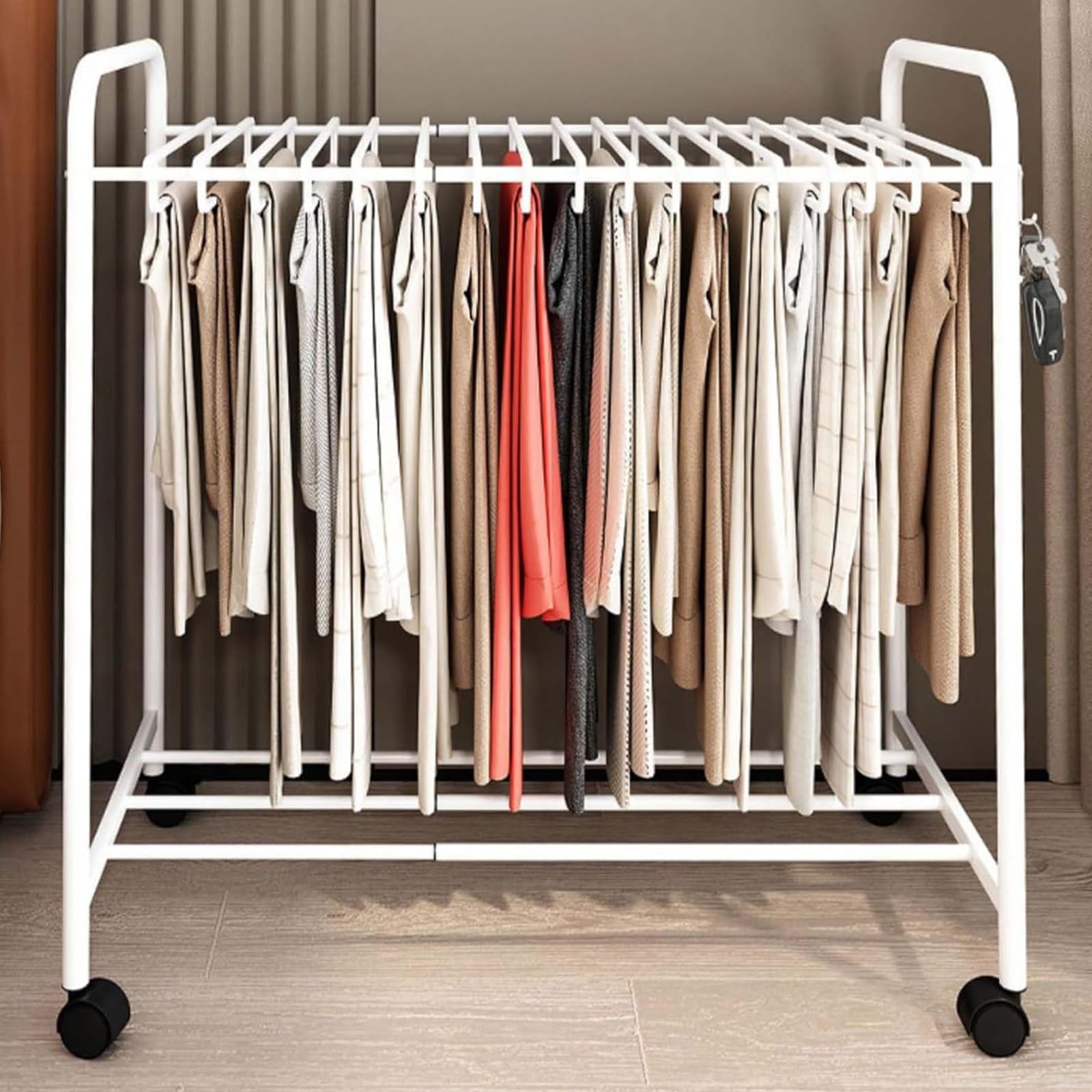 Cintres à pantalons extensibles et portant métallique roulant pour placard