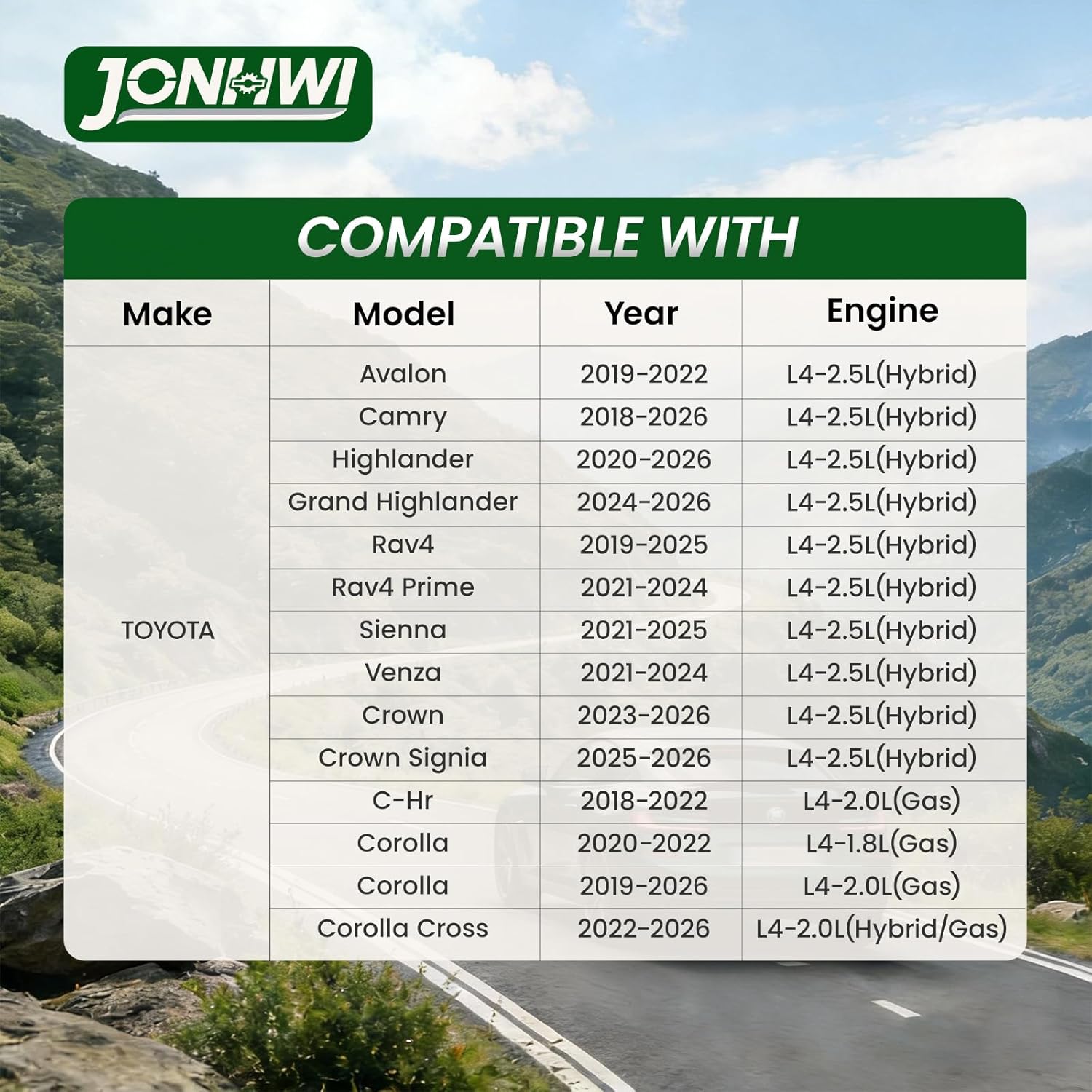 Cabin Engine Air Filter Kit for 2018-2026 Toyota Camry, RAV4, Avalon, Highlander, Grand Highlander, Rav4 Prime, Sienna, Venza, Crown, Crown Signia, Corolla Cross (Fit Hybrid)