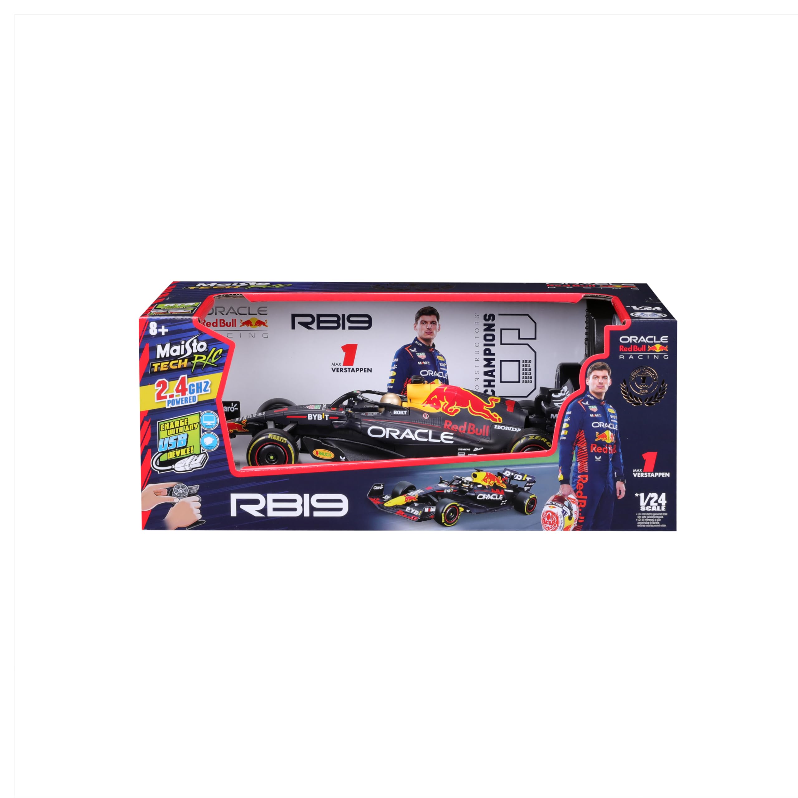Maisto - 1/24 Premium RC 1 2,4GHZ Oracle Red Bull Racing RB 19#Verstappen - Sterowany radiowo w skali 2,4 Ghz - 1/24