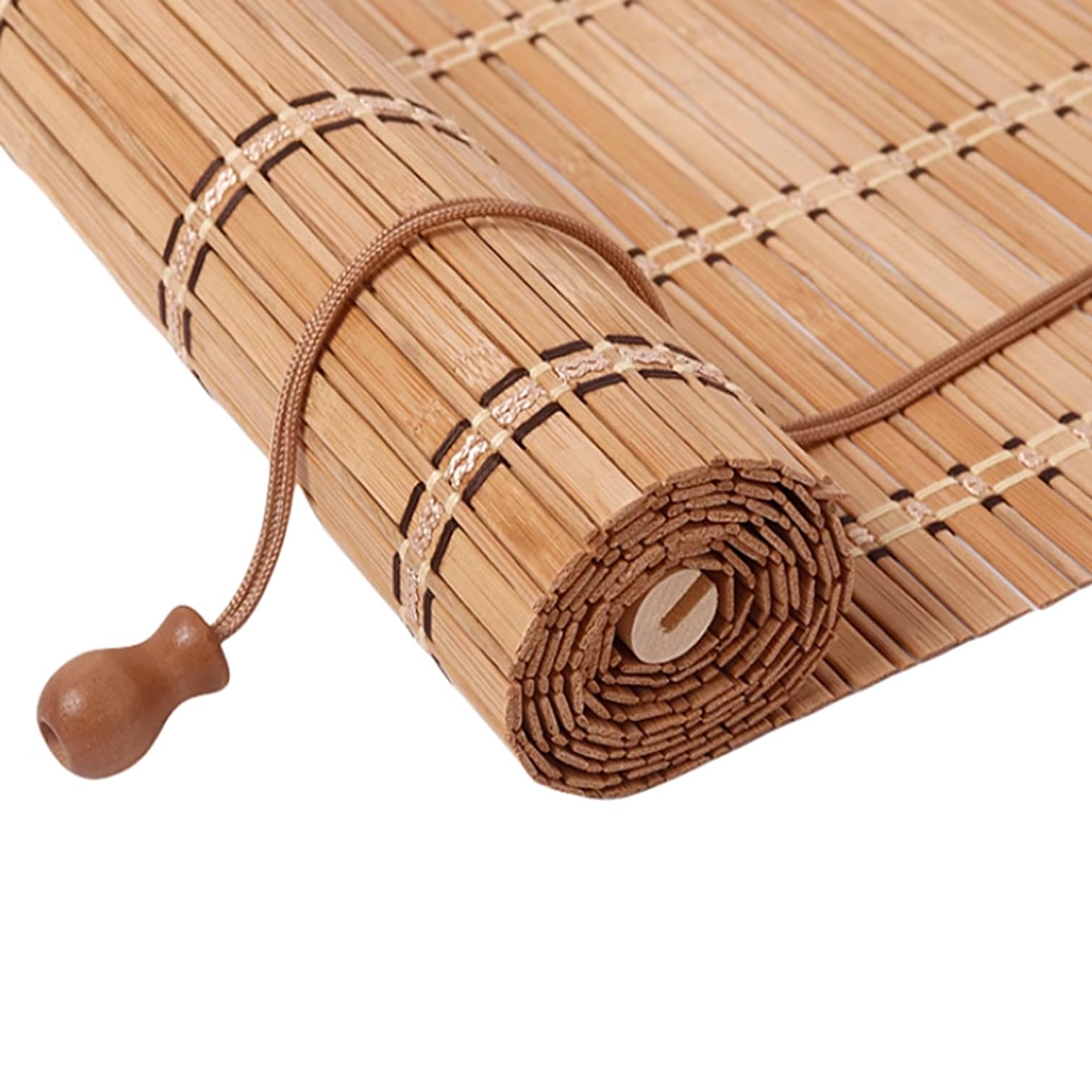 NIANXINN Store à Rouleau en Bambou Naturel,Store Enrouleur Interieur Exterieur,Store Occultant Fenetre,Rideau Protection Solaire Intimité,Personnalisab,Largeur x Hauteur (145cm x 210cm,Carbonized)