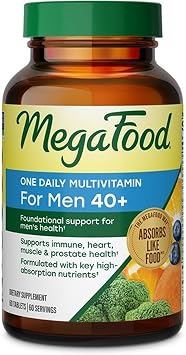 MegaFood One Daily Multivitamin for Men 40+ with 21 Nutrients, 60 Tablets