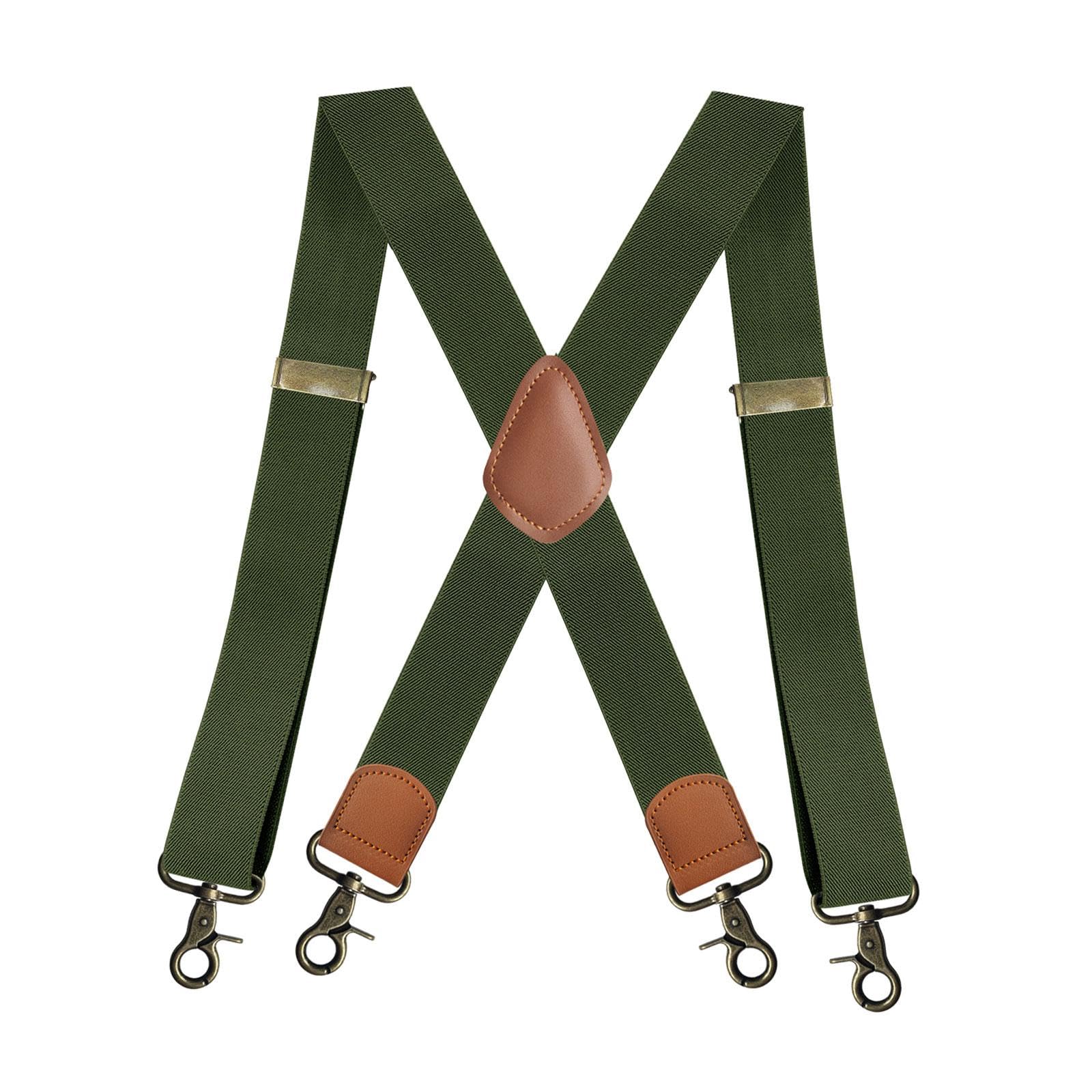 calandis ™ Suspenders for Men Heavy Duty Suspenders Adjustable Casual 3.5cm Wide Braces Green | Suspenders Braces | Mens Accessories-picture-12