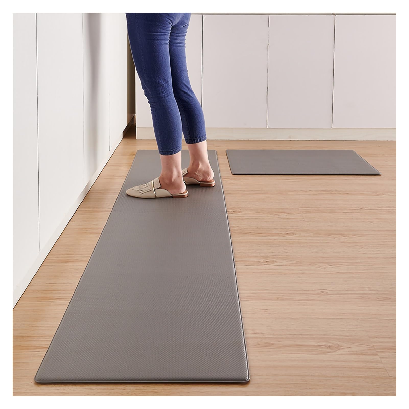 Colchones de gimnasio para pisos pesados Alfombra suave antifatiga acolchada for escritorio, ergonómica, antideslizante, cómoda alfombra de cocina, impermeable for el hogar, garaje y oficina(Grey,44x1