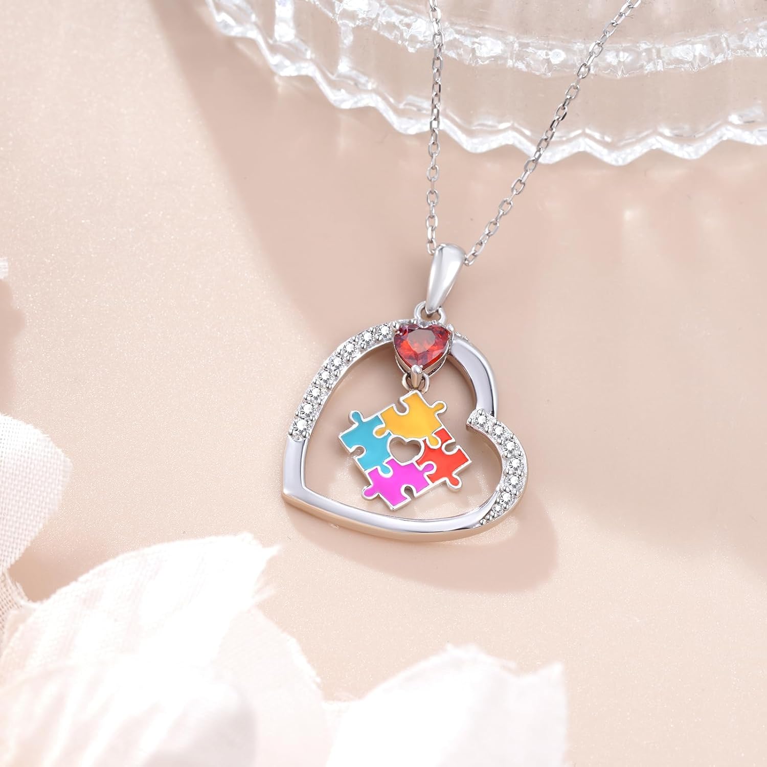 Autism Necklaces 925 Sterling Silver Autism Awareness Autism Awareness Stuff Autism Gifts for Women - Image 4