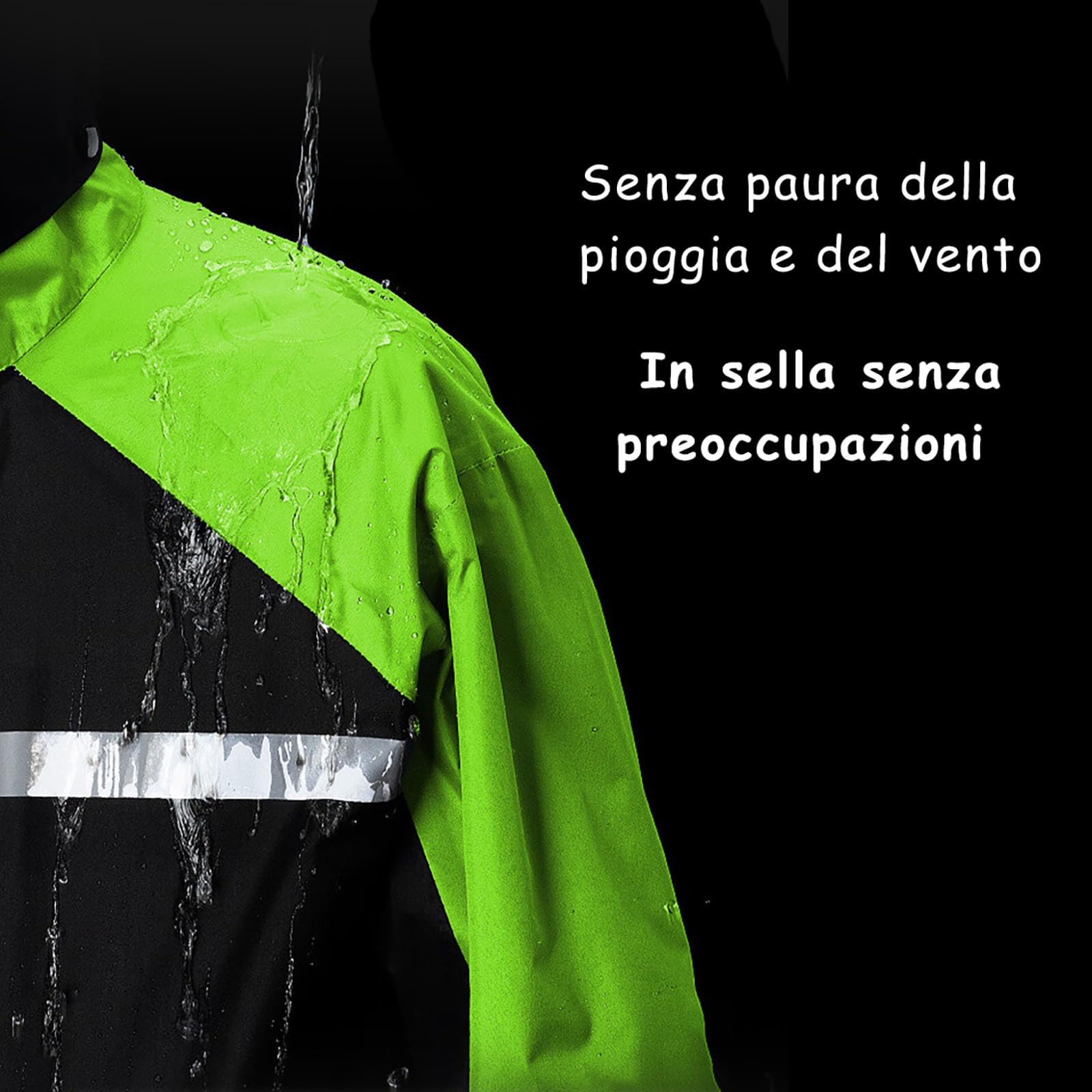 Herren Regenanzug mit reflektierender Jacke und Hose, ideal für Outdoor, Radfahren und Motorrad, wasserdicht, winddicht, atmungsaktiv, mit verstellbaren Bündchen