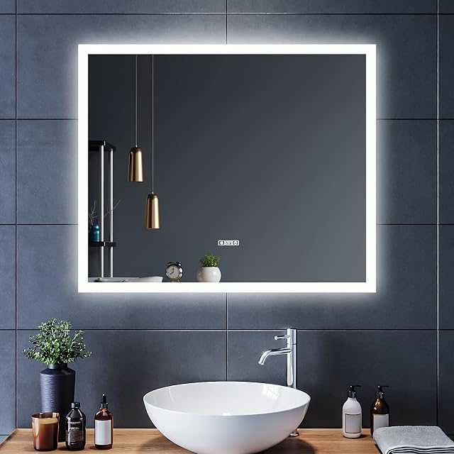 ELEGANT Bathroom Led Mirror with Shaver Socket and Bluetooth Speakers | 600 x 500 mm | Sensor Touch | Demister | Smart Illuminated LED Bathroom Mirror