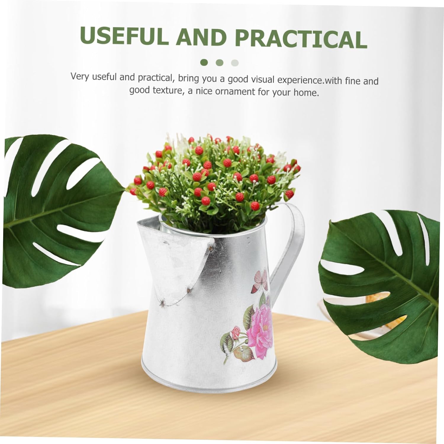 Rustic Decorative Iron Flower Bucket for Dried Fresh Arrangements Random Pattern for Home Decor Weddings and Special Events