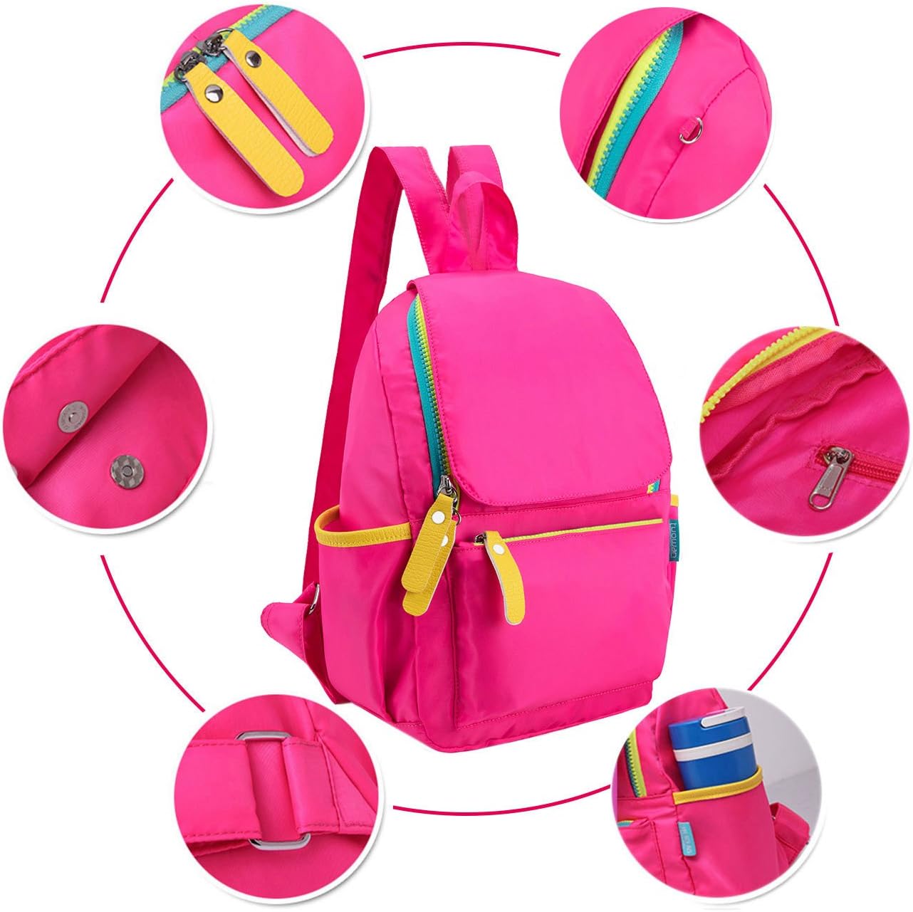 weiatas Kids Backpack Children Bookbag Preschool Kindergarten Elementary School Bag for Girls Boys (1530 hotpink, Small) - Image 4