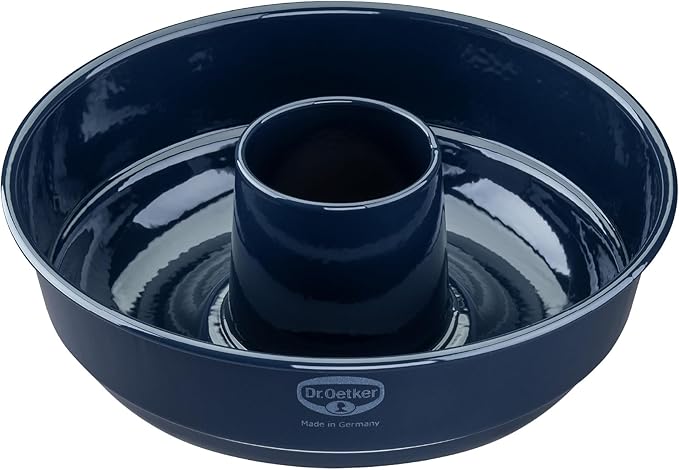 Dr. Oetker Frankfurter Kranz Kuchenform 26 cm Back-Liebe Emaille – Schnitt- & kratzfeste Backform mit Emaille & Antihaft-Beschichtung – 26er Kranzform in Dunkelblau