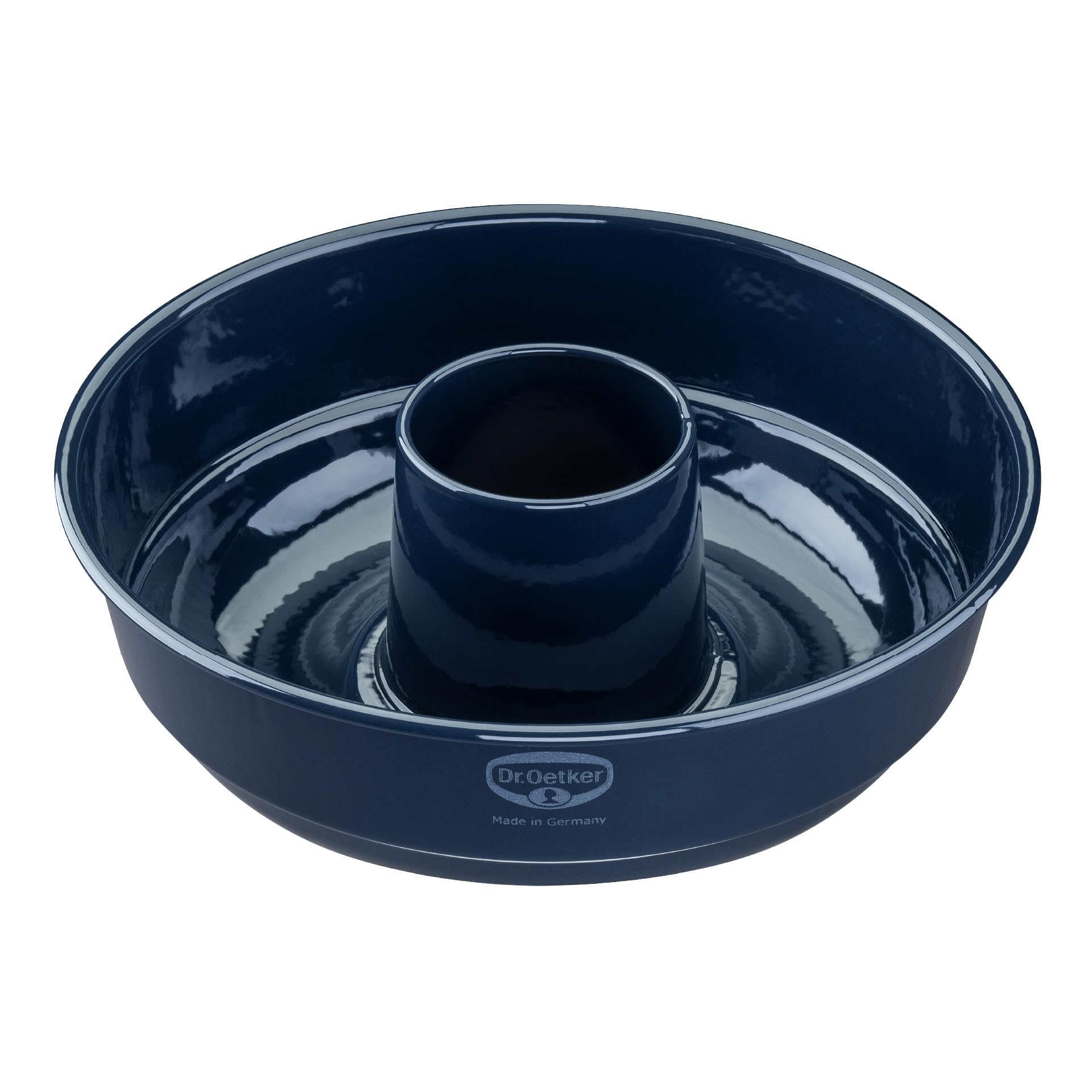 Dr. Oetker Frankfurter Kranz Kuchenform 26 cm Back-Liebe Emaille – Schnitt- & kratzfeste Backform mit Emaille & Antihaft-Beschichtung – 26er Kranzform in Dunkelblau