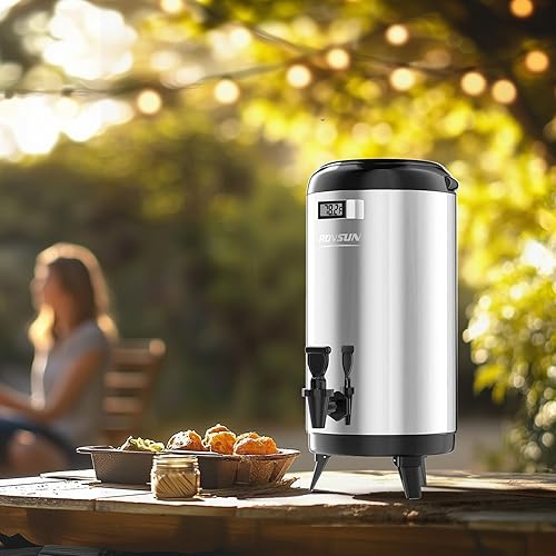 Miniatura 9 de Bonnlo Dispensador de bebidas aislado de 3.2 galones12L, dispensador de bebidas calientes con espita y termómetro visual para café, jugo y té en