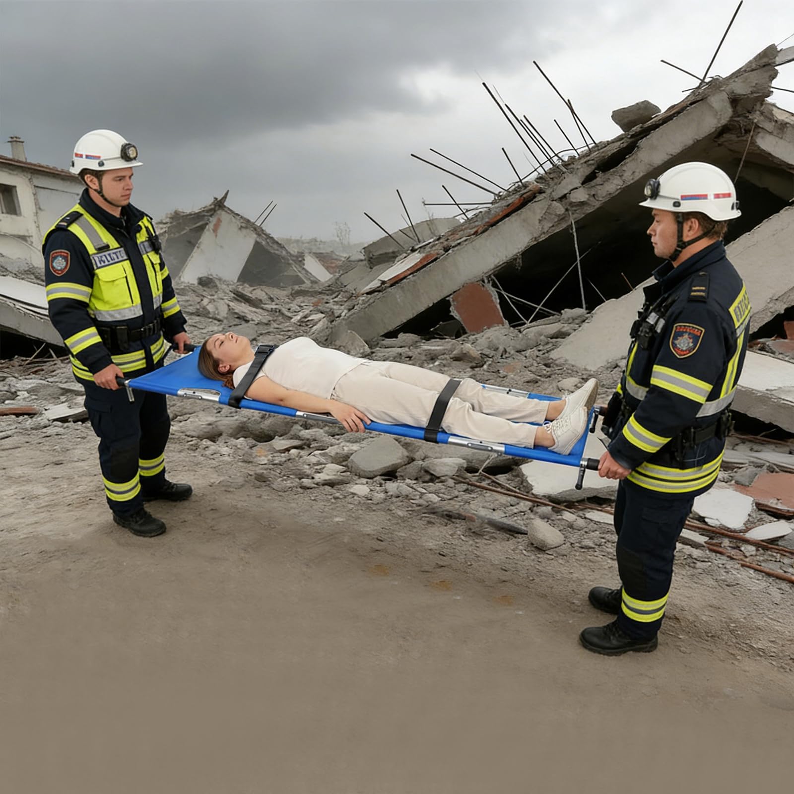 Krankentrage Rettungstrage Krankentrage Tragetuch mit Schnallen Klappbare Notfalltrage Professionelle Erste-Hilfe-Trage für Bergrettung und Ferntransport, 210 * 53 * 12 cm, bis 150kg (Blau)