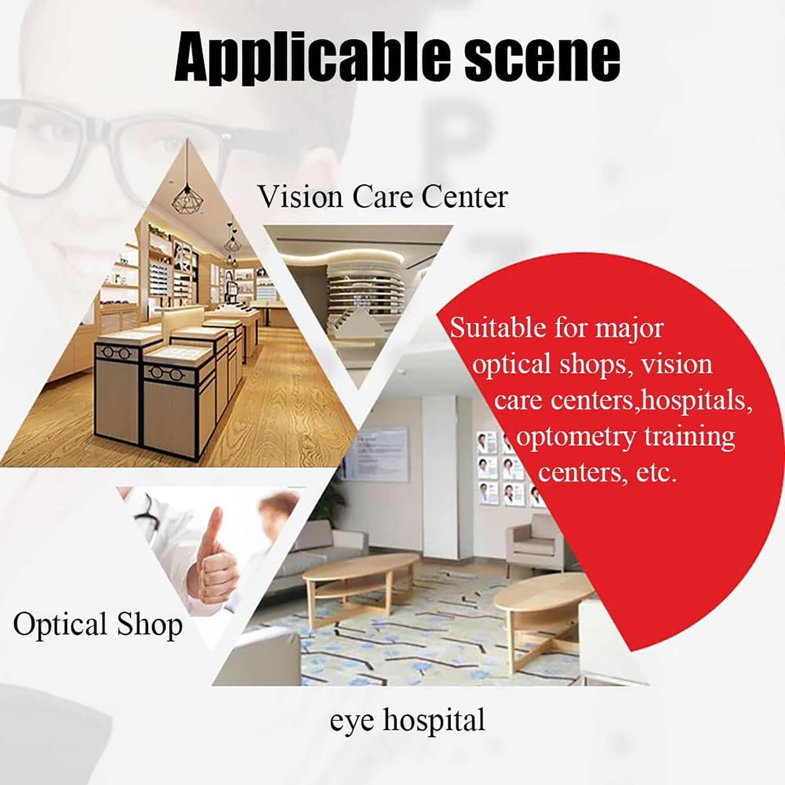 Vision Training - Supporto per la fronte, mentoniera regolabile per strumenti ottici, design stabile del vassoio curvo, ideale per centri di optometria e negozi di ottica