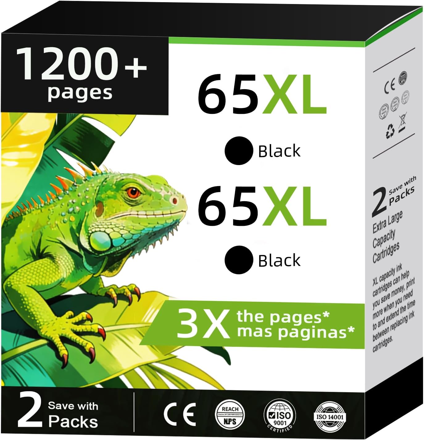65XL Ink Cartridges Replacement for HP 65 XL Black Pack for HP65 HP65XL with Printer Deskjet 3755 3758 3772 3752 3720 3722 2600 2622 2652 2655 2624 2635 2640 Envy 5055 5000 5070 5052 5010 AMP 100 120