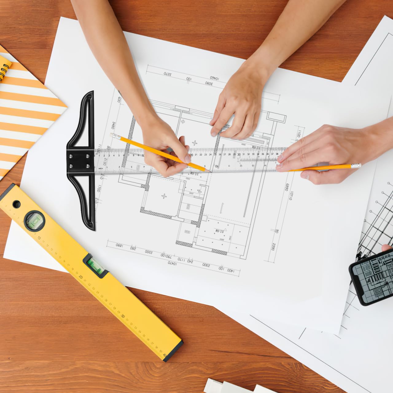Crafting Precision - Regla cuadrada en T de 60 cm, transparente, ajustable, regla de diseño artístico para profesionales en carpintería, arquitectura, ingeniería, regla en T ideal para