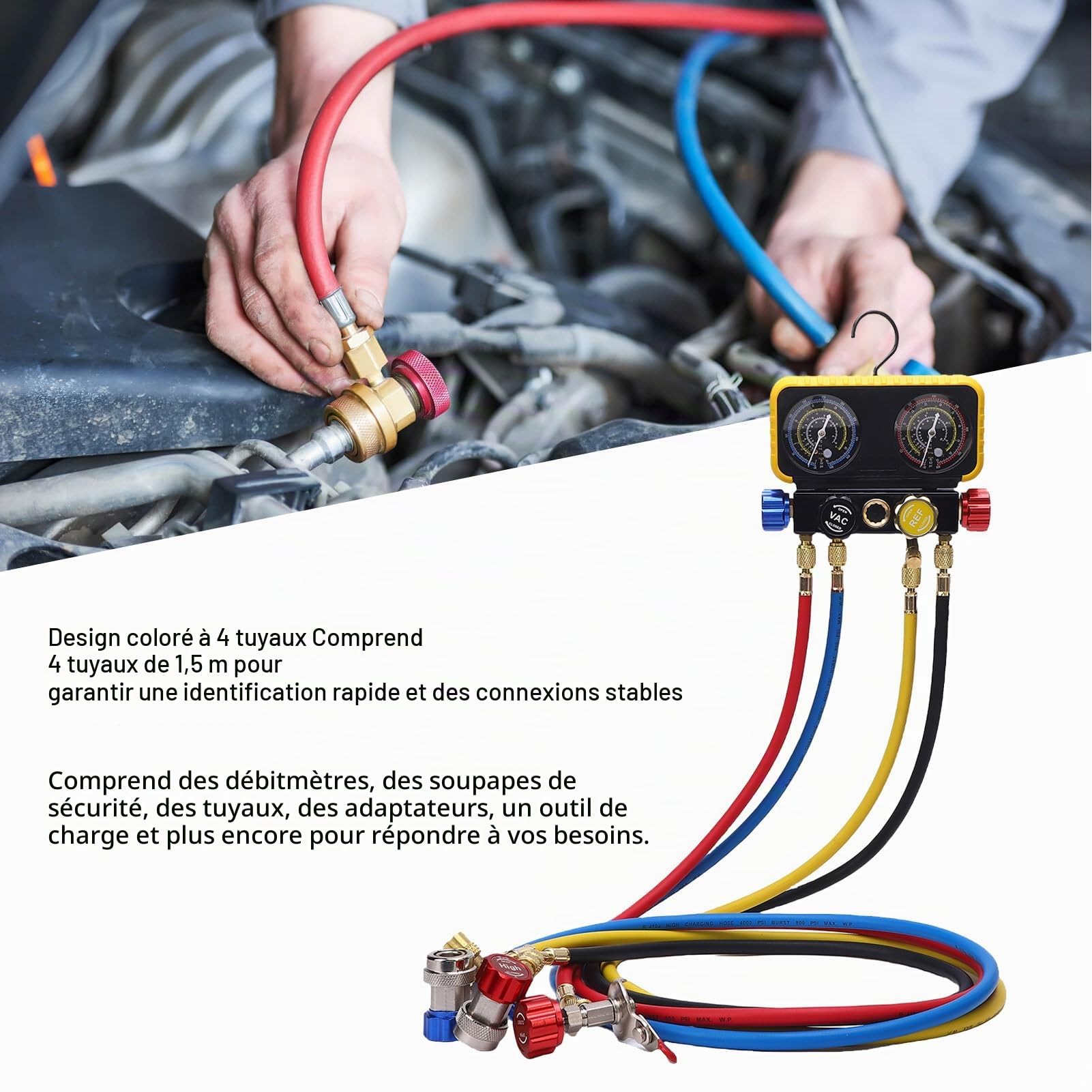 Jauge de collecteur 4 voies en laiton pour R410A R32