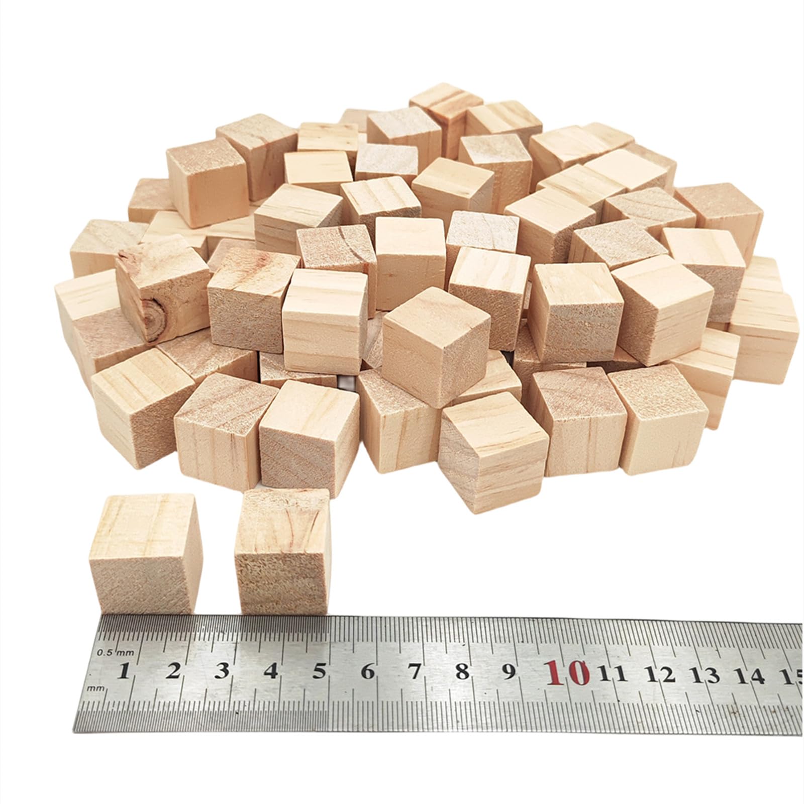 Wooden Cubes 2cm/100pcs, Unfinished Square Wood Blocks Natural Wooden Blocks for Crafts Carving and DIY Projects - Image 2
