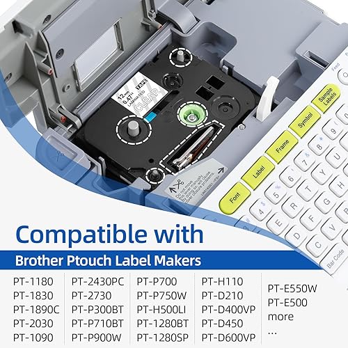 Miniatura 2 de Compatible con Brother TZe Cinta TZ blanca sobre transparente de 0.472 in 0.47 Cinta laminada TZe-135 TZ-135 P Touch para Brother Ptouch PTD210