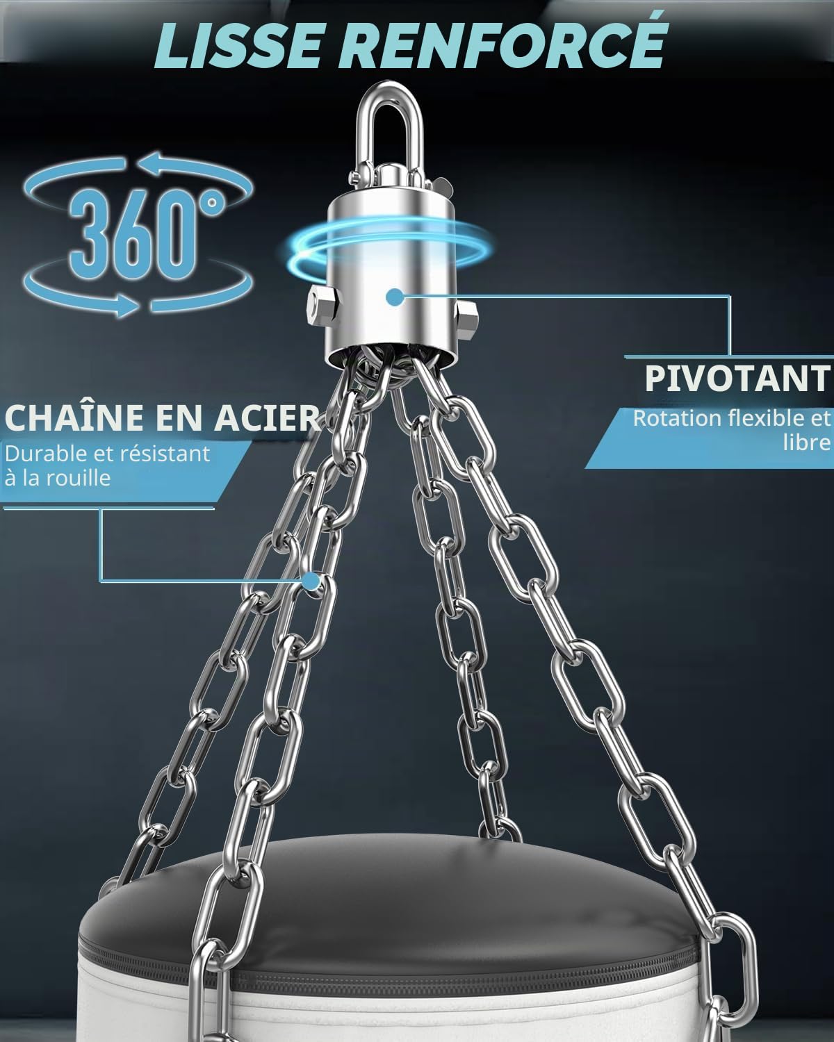 Sac de frappe pour adultes - 1,2 m - En polyuréthane - Gants de boxe lourds de 340,2 g - Pour MMA, Muay Thai, Kickboxing, entraînement à domicile, arts martiaux (non rempli)
