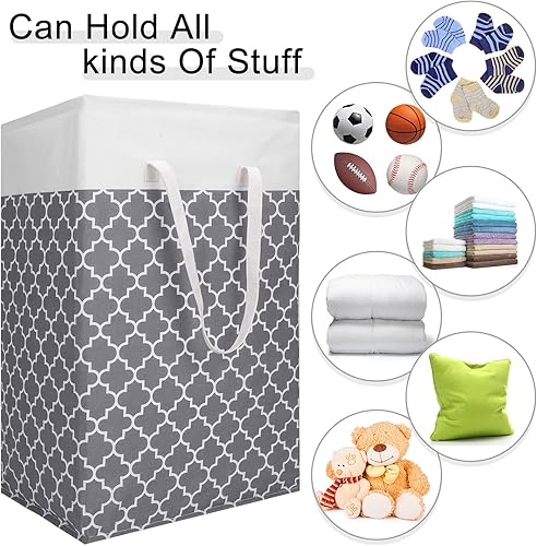 Miniatura 4 de Treela Paquete de 6 cestas de lavandería de 75 litros, cestas de lavandería plegables y altas, canastas grandes impermeables con asas para baño