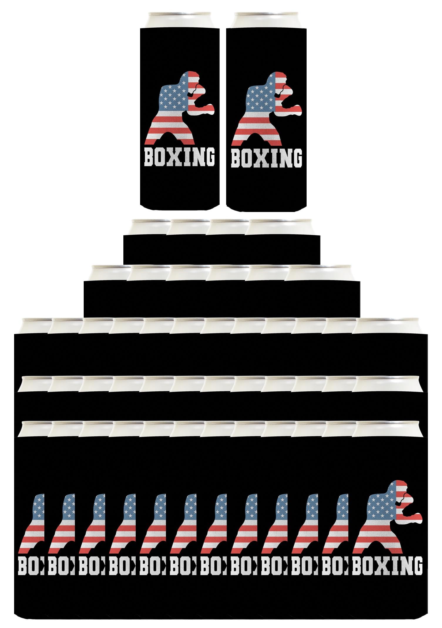 USA Flag Gifts For Men USA Sports Boxing 48-Pack Ultra Slim Drink Can Coolers Party Pack