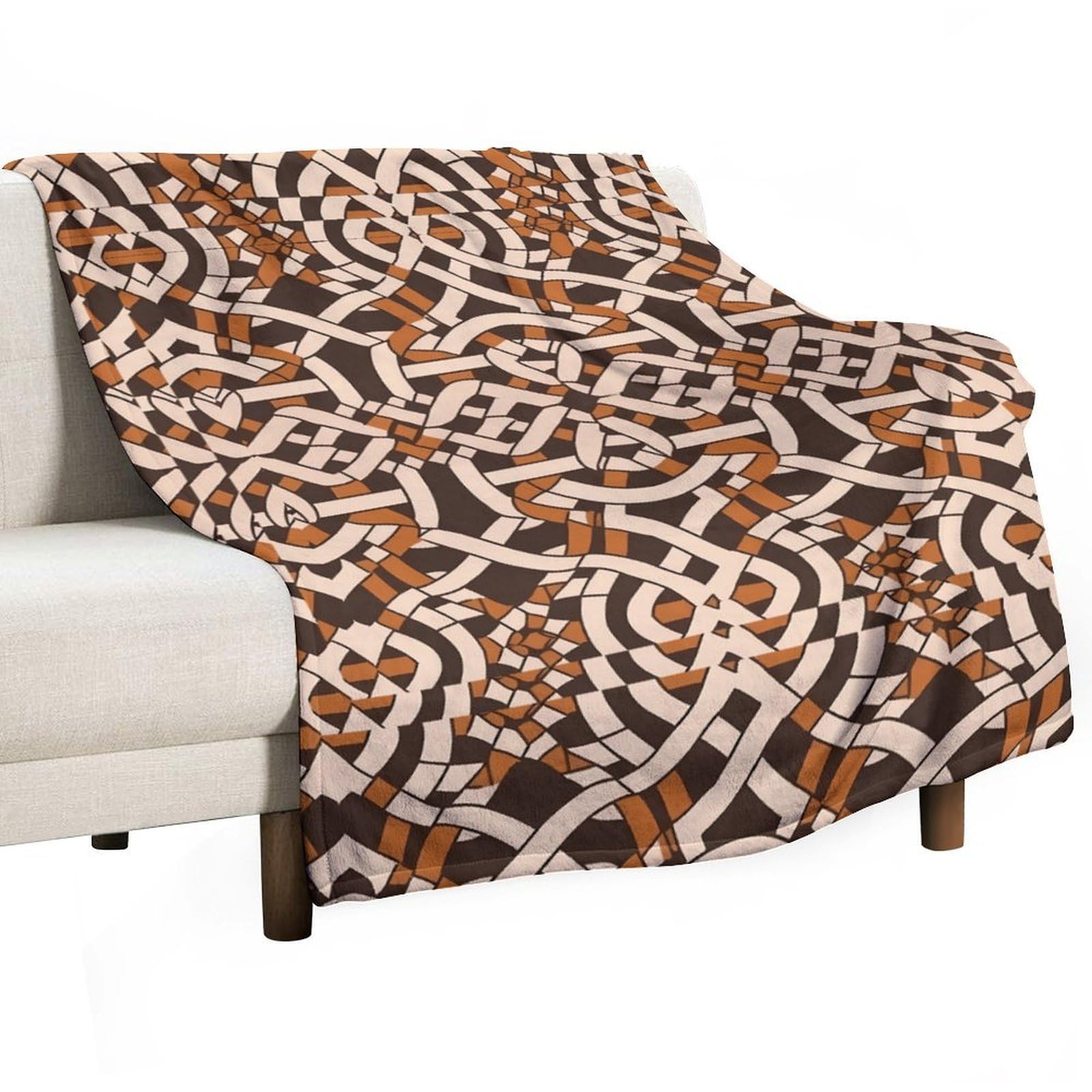 Couverture décors automne en flanelle marron pour vos soirées cocooning au salon