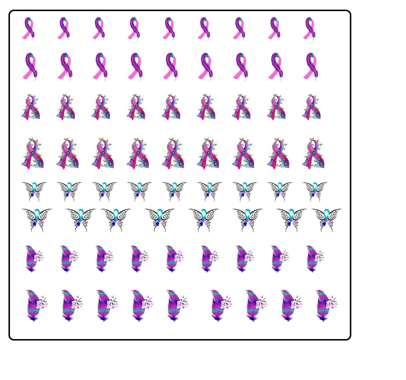 Thyroid Cancer Awareness Collection (Thyroid Cancer Nail Art Decals)
