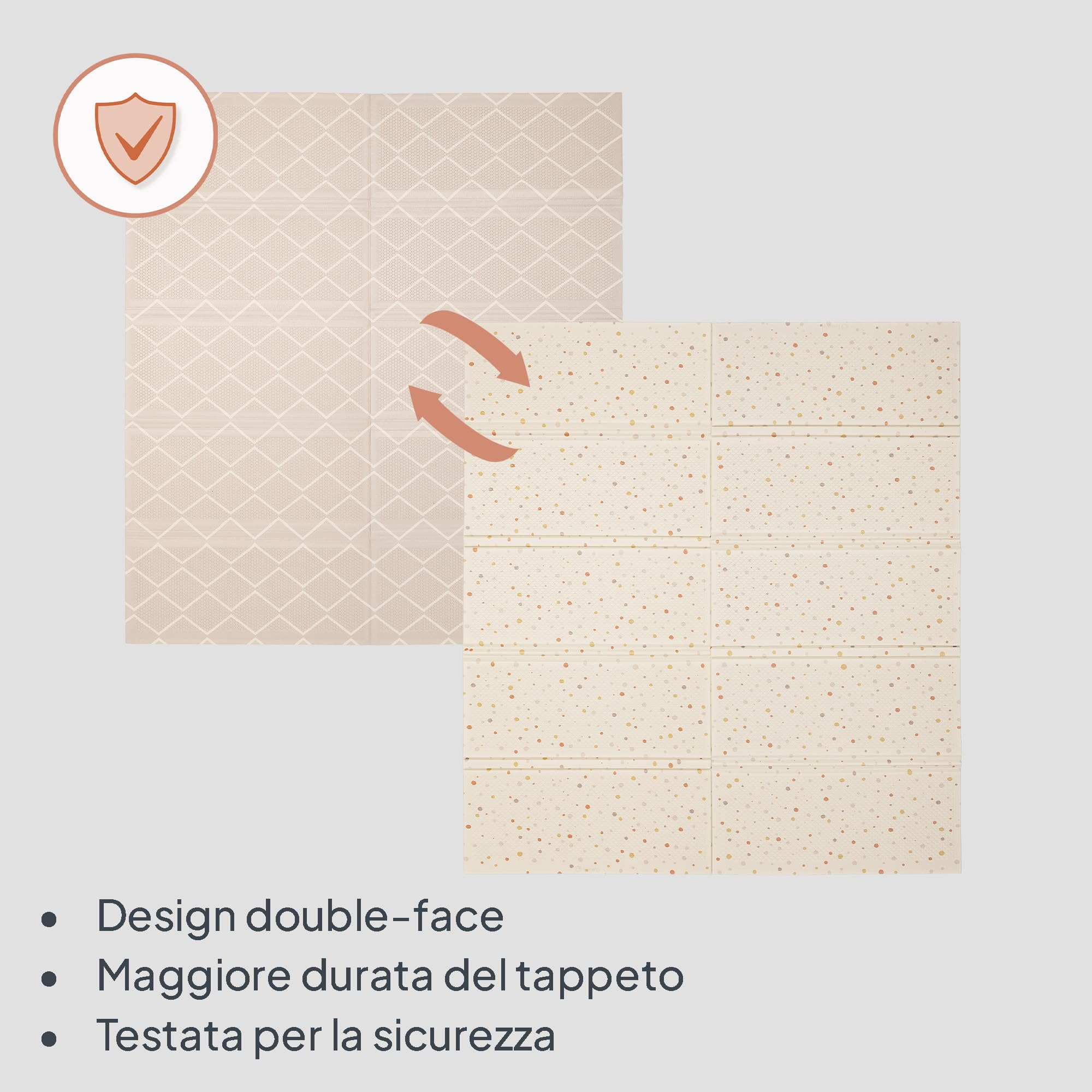 LIONELO Zora Tappeto Gioco Pieghevole per Neonati 180 x 201 cm, Double-Face | Spessore 1,5 cm, Antiscivolo, Senza Sostanze Nocive, per Gattonamento e Gioco