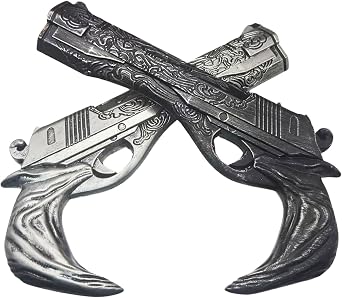 Ebony & Ivory Dual Foam Hand Cannons Ornate Black & Silver Cosplay Prop Set 11.5" Adult Costume & Display Collection