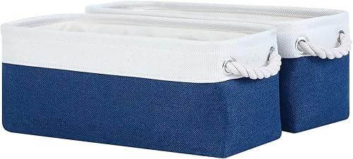 Miniatura 42 de DULLEMELO Paquete de 2 cestas de baño para inodoro, cubos de almacenamiento pequeños para organizar armarios, armarios, estantes, cestas de Asas de